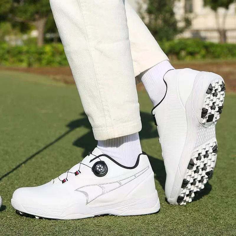 Professional Golf Shoes Men Automatic Knob Retractable Shoelace Golf Sneakers Comfortable Walking Footwears for Golfers