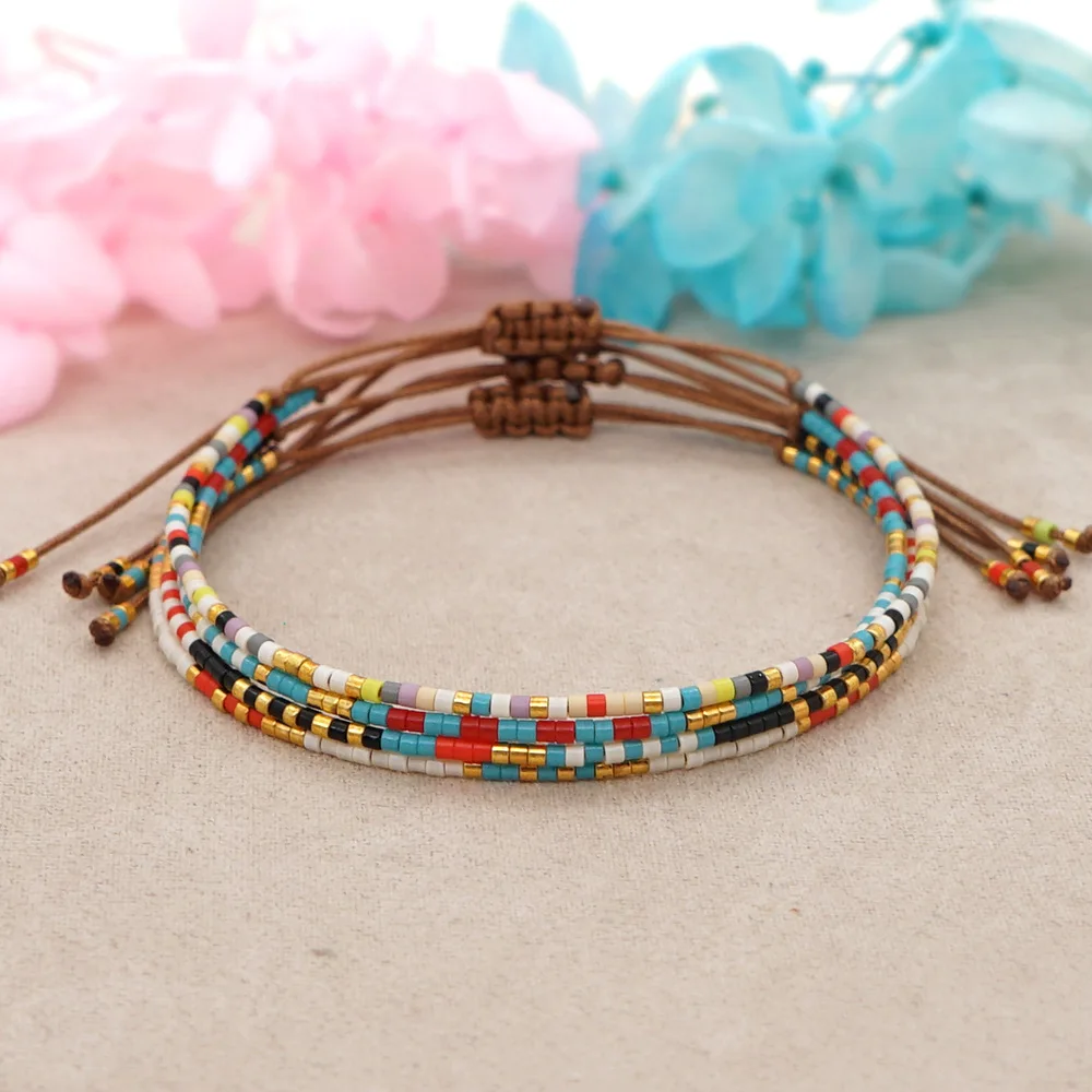 

Vlen Multicolor Miyuki Delica Bead Bracelet Tiny Dainty Bracelets Bohemian Adjustable String Beads Pulseras Women Girl Jewelry