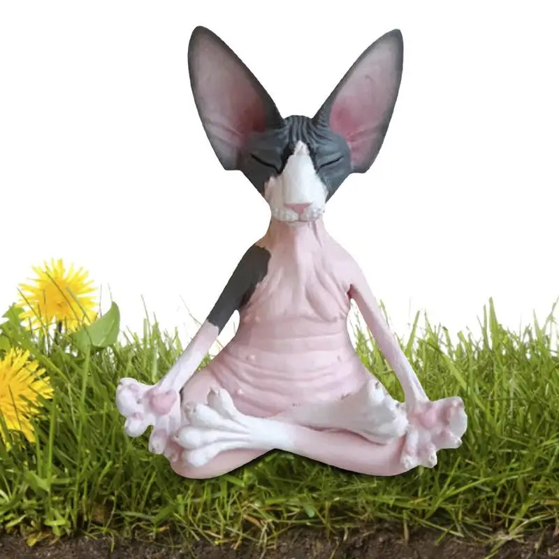 

Статуя Будды из каучука в форме кошки для медитации, декоративная поза в деревенском стиле в виде животного, для йоги, студийный Декор для до...