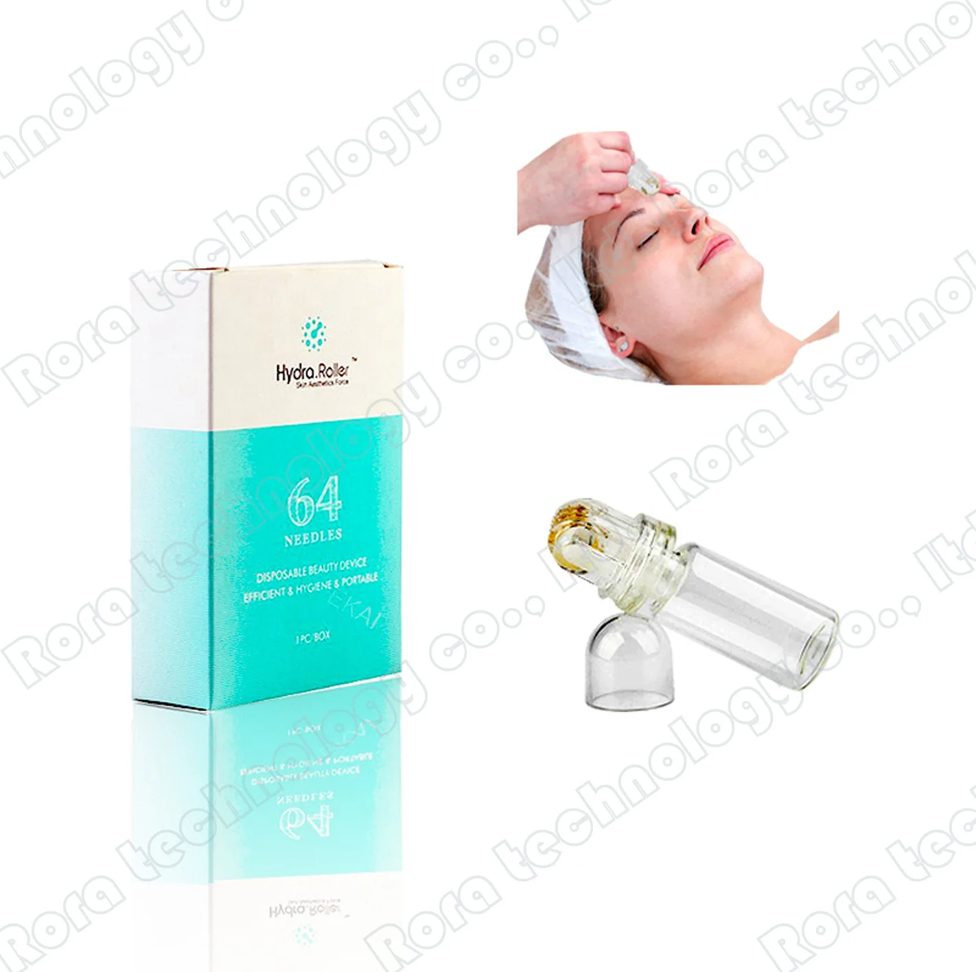 

Derma Roller System 64 Pin HR64 Hydra Stamp Titanium Microneedle Serum Applicator with Gold Needle Tips for Facial Skin Therapy