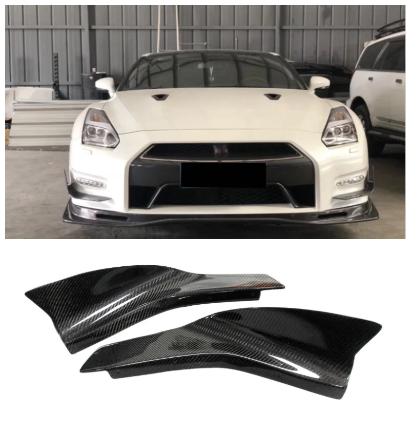 

Carbon Fiber Front Bumper Candards Fog Grill Cover Trims Bumper Fins Vents Fits For For NISSAN GT-R GTR R35 2012-2016