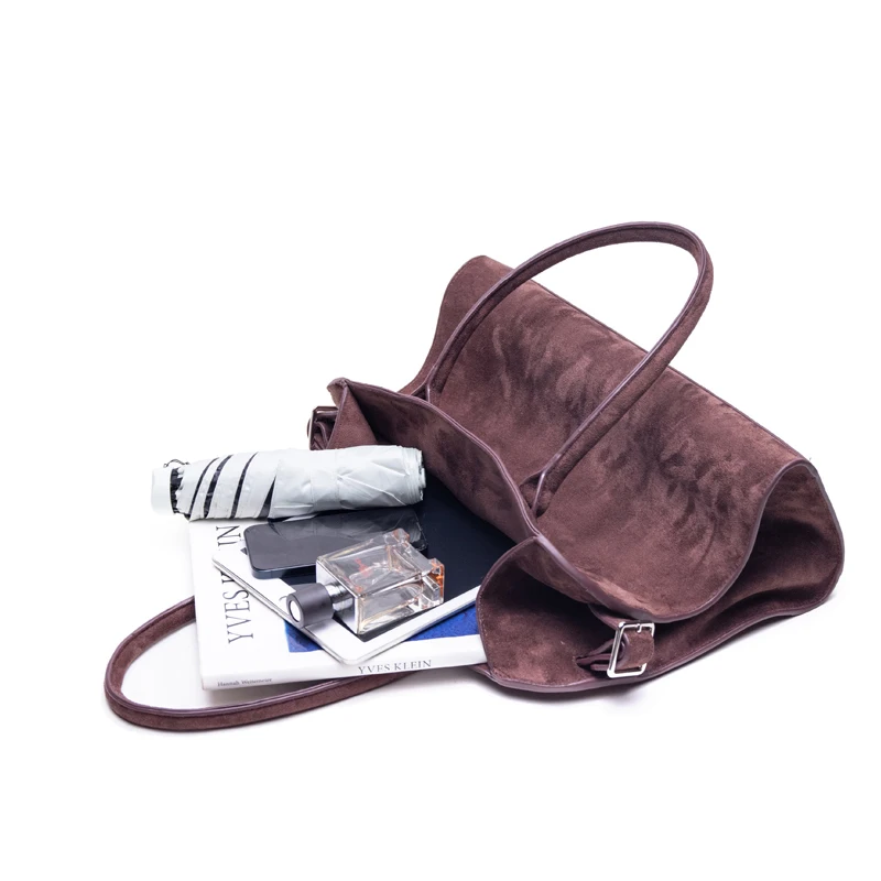 Large Capacity Suede Tote Big Bag One Shoulder Underarm Leisure Fitness Bag Literature Retro Commuter Bag Bags Bucket Shopping