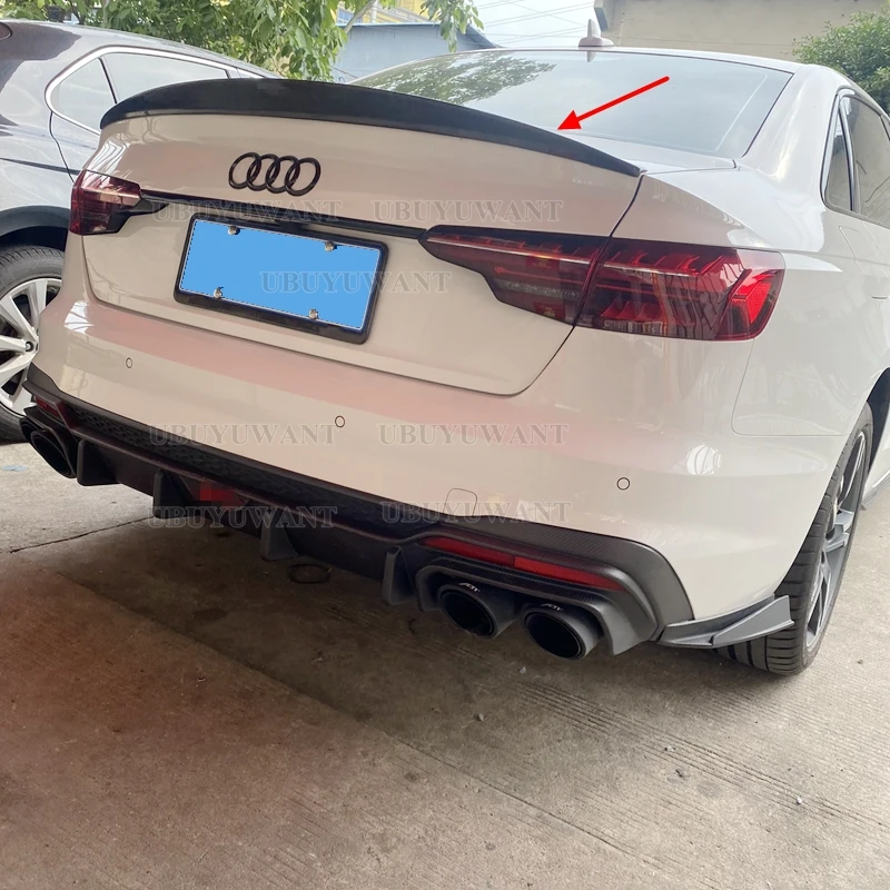 

For Audi A4 B8 B8.5 B9 4 Door Sedan 2017-2023 HK Style Car Decoration High Quality Carbon Fiber Rear Trunk Spoiler