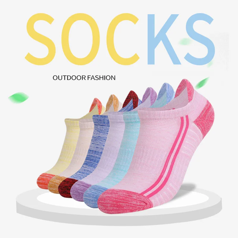 6 Pairs Professional Running Socks Women Outdoor Sport Breathable Thicken Cushion Fitness Hiking Low Cut Short Ankle Sock