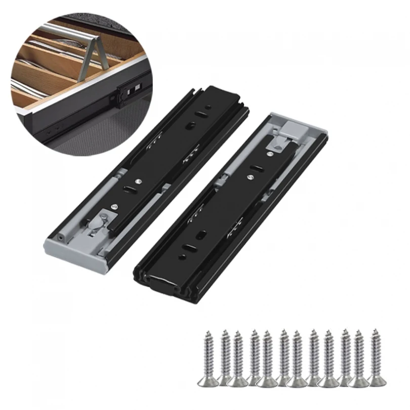 Soft Close Drawer Track Rail Sliding Three Section Cabinet Slides Hardware