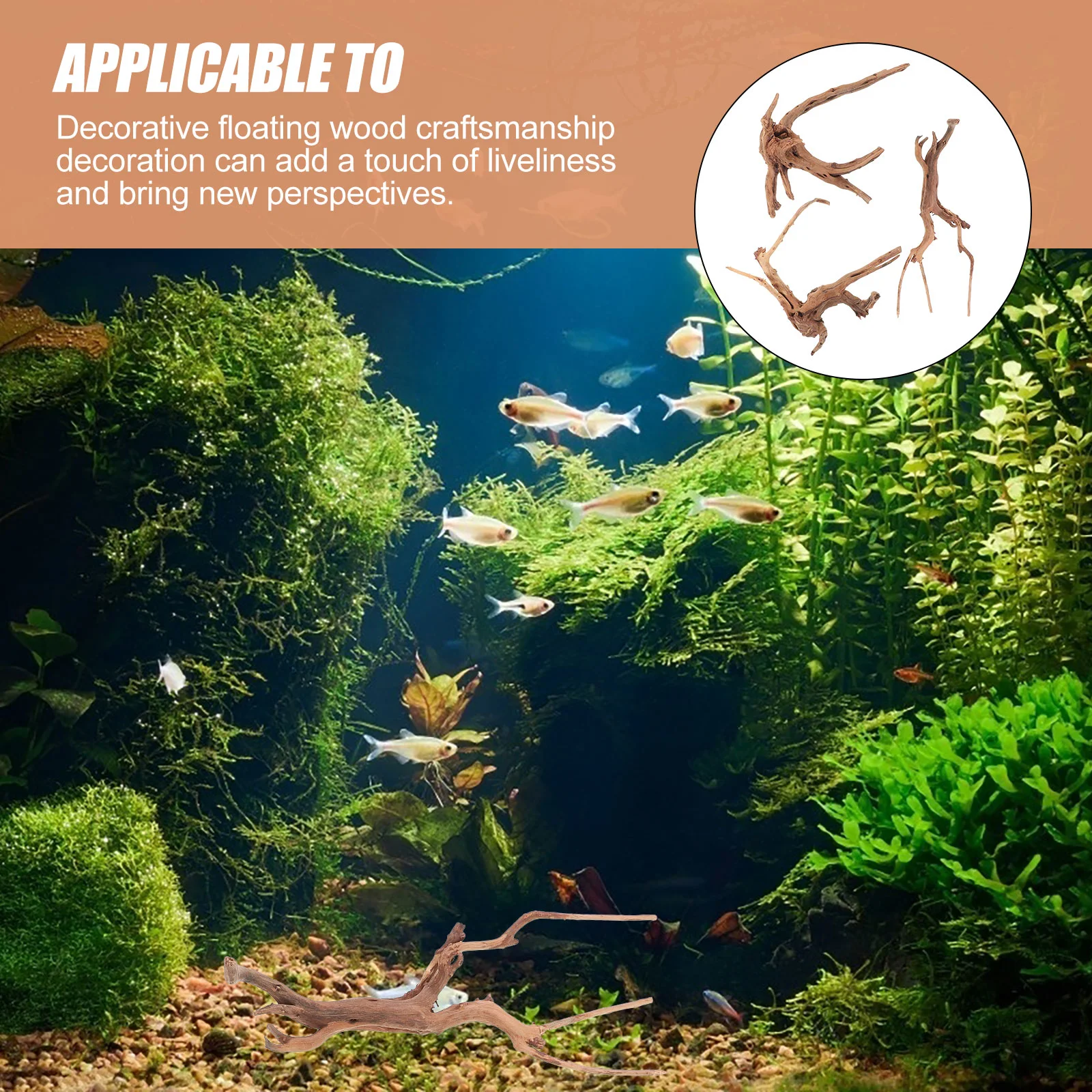 3 Pcs Landscaping Sunken Wood Driftwood Plant Aquariums Fish Tank Decoration Trunk Goods Artificial Glass Stones