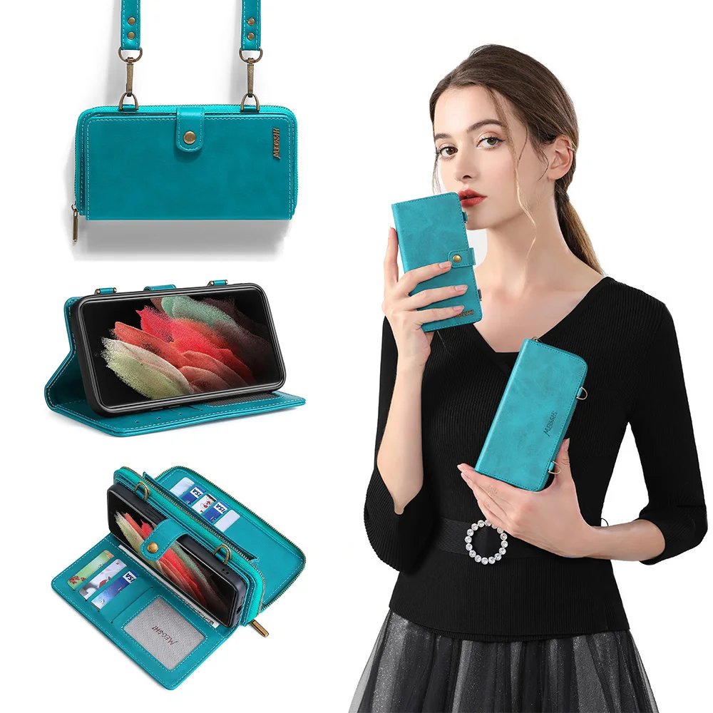 

Wallet PU Split type Shoulder Leather Phone Case For Samsung Galaxy S8 S9 S10 S20 S21 S22 S23 Plus Ultra S20FE S21FE