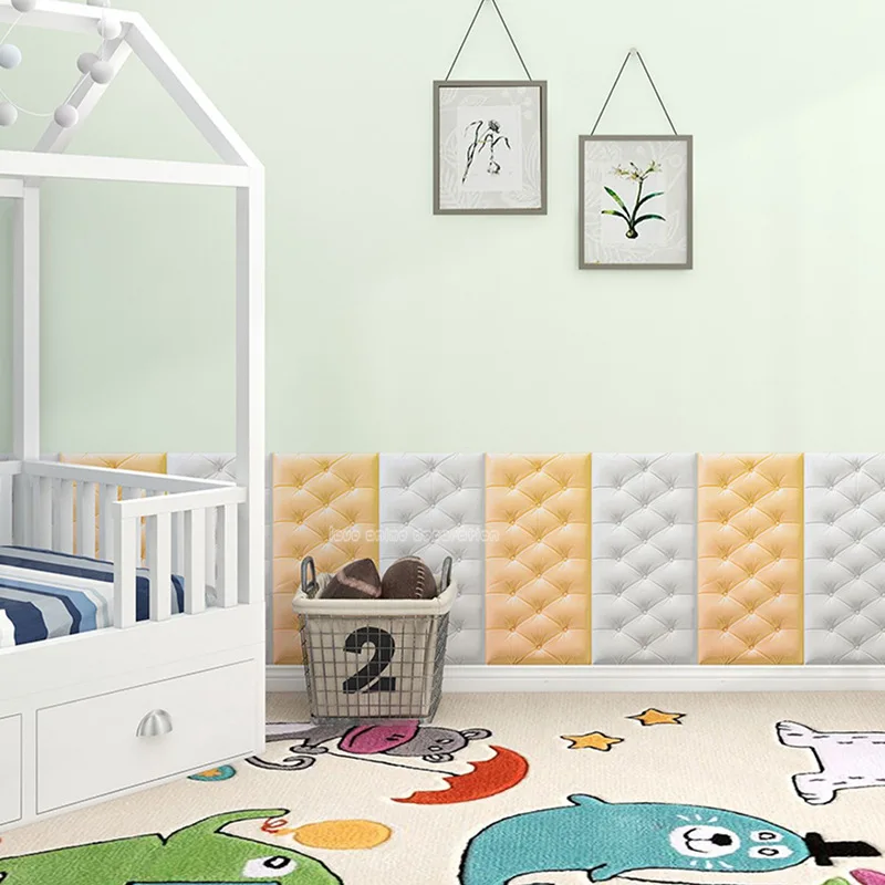 

3d Wall Stickers Wallpaper Self-adhesive Tatami Anti-collision Wall Mat Pad Kids Bedroom Living Room Soft Foam Cushion