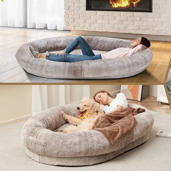 

Long Plush Super Soft Dog Bed Pet Kennel Round Sleeping Bag Lounger Cat House Winter Warm Sofa Basket for Small Medium Large Dog