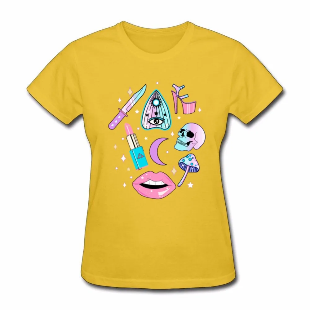 Женская футболка с коротким рукавом Goth забавная женская принтом ведьмы пастели