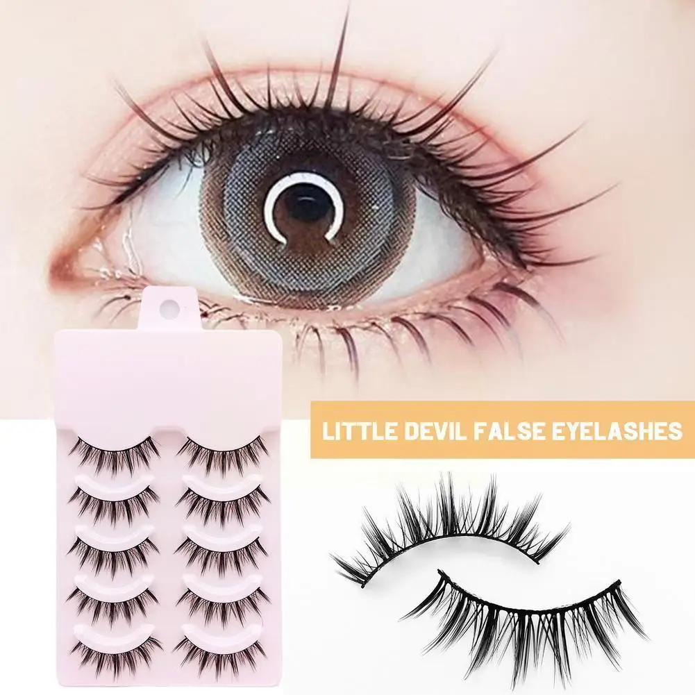 

5 Pairs Of Little Devil Cosplay Lash Extension Demon False Beginners Natural Eyelashes Eyelashes Cosmetic Makeup Use Fake A4Y2