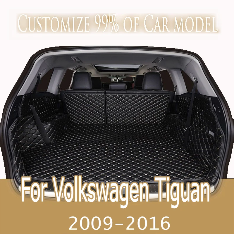

Кожаные Коврики для багажника на заказ для Volkswagen Tiguan 2009-2016, коврик для заднего багажника, коврик для пола, поднос, ковер, грязь