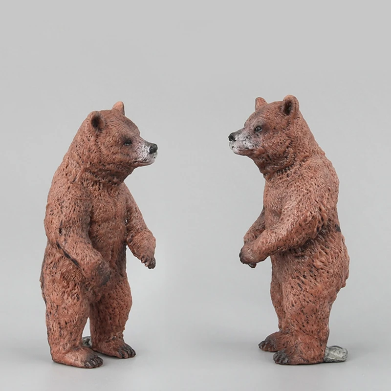 

GXMB 2/4’’ Statue Figure Wild Brown Bear Model Car Decors Replica Hobby Collection Baking Accessories Figurine for Kids 3+
