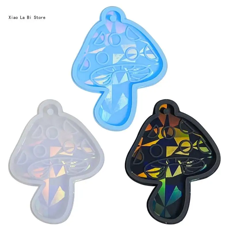 

XXFD Mushroom Keychain Mold Cute Shiny Glossy Mushroom Shape Silicone Casting Molds