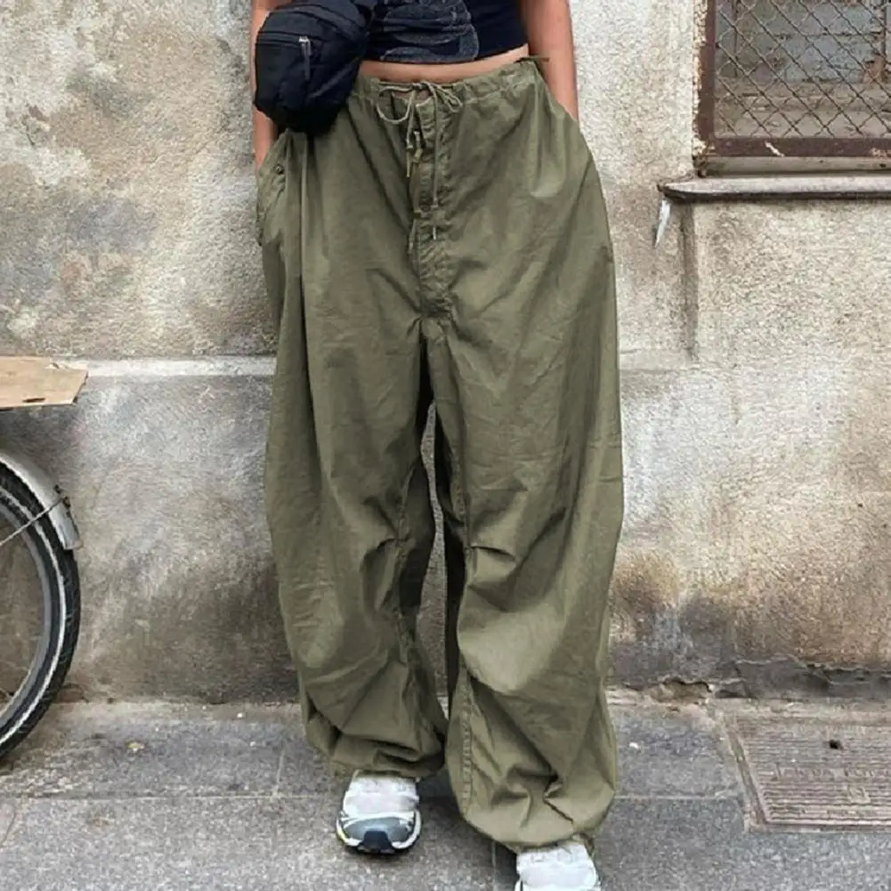 Chic Oversized Cargo Pants Women 90s Streetwear Hip Hop Style Baggy Adjustable Waist Drawstring Y2K Female Long Pant 2022