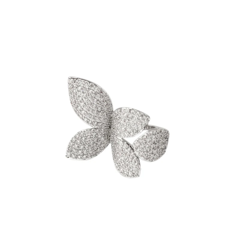 

Серебряное кольцо с кубическим цирконием и бабочкой для женщин, ювелирные аксессуары с кристаллами для девочек