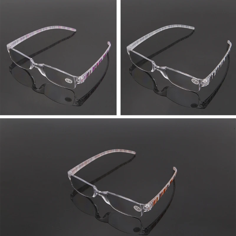 

Unisex Clear Stripe Rimless Flexible Reading Glasses Eyewear Reader +1.00 ~+4.00 гибкое стекло armações de óculos óculos лупа