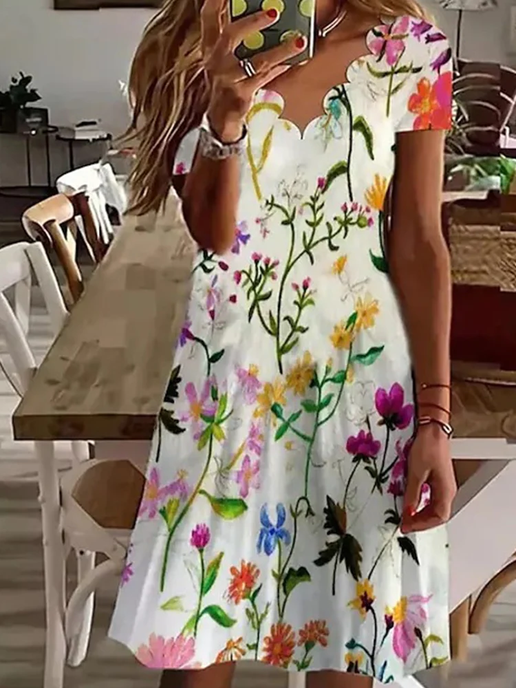 

Женское пляжное мини-платье с коротким рукавом, V-образным вырезом