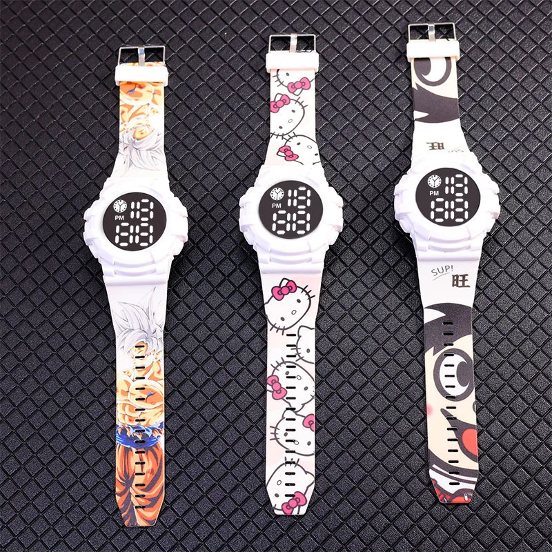 

New Kawaii Sanrio Led Electronic Watch Hello Kittys Accessories Cute Cartoon Anime Waterproof Student Watch Toys for Girls Gift