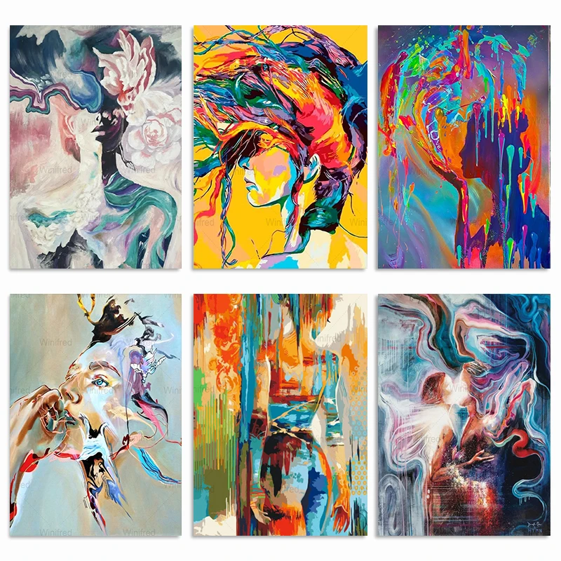 

Алмазная живопись «сделай сам», абстрактная красочная женщина, лицо, полноразмерная/круглая Алмазная вышивка, мозаика, набор ручной работы, подарок, домашний декор Mk238