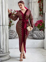 toleen women plus size maxi dresses large 2022 spring long sleeve luxury chic elegant muslim turkish evening party robe clothing