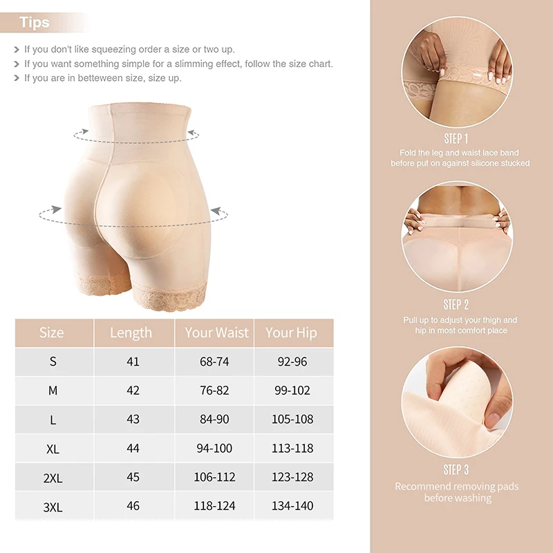 Women Fake Ass Butt Lifter Hip Enhancer Booty Padded Underwear High Waist Seamless Push Up Buttocks Body Shaper Panties Boyshort