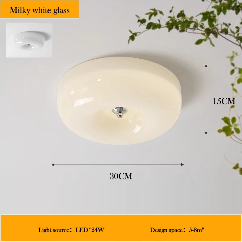 

Стеклянные потолочные светильники во французском кремовом стиле, стеклянная лампа в форме пончика, средневековая лампа Bauhaus, потолочные светильники для детской комнаты, коридора, спальни