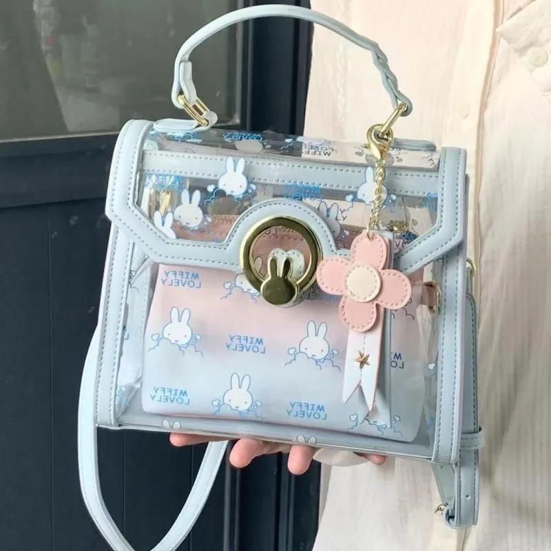 

Miffy Kawaii Transparent Bag New Spring and Summer Fashion Girl One-Shoulder Messenger Bag Student Portable Net Red Jelly Bag