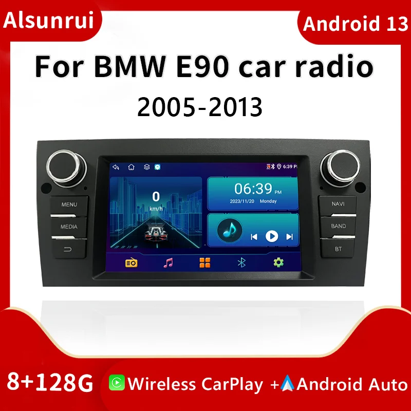 4G Carplay 1Din Android 13 Автомобильный радиоприемник для BMW E90/E91/E92/E93 3 серии Мультимедийный