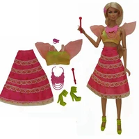 16 pink angel wing clothes set for barbie doll outfits crop tops skirts shoes necklace 11 5 dolls accessories kids baby toys