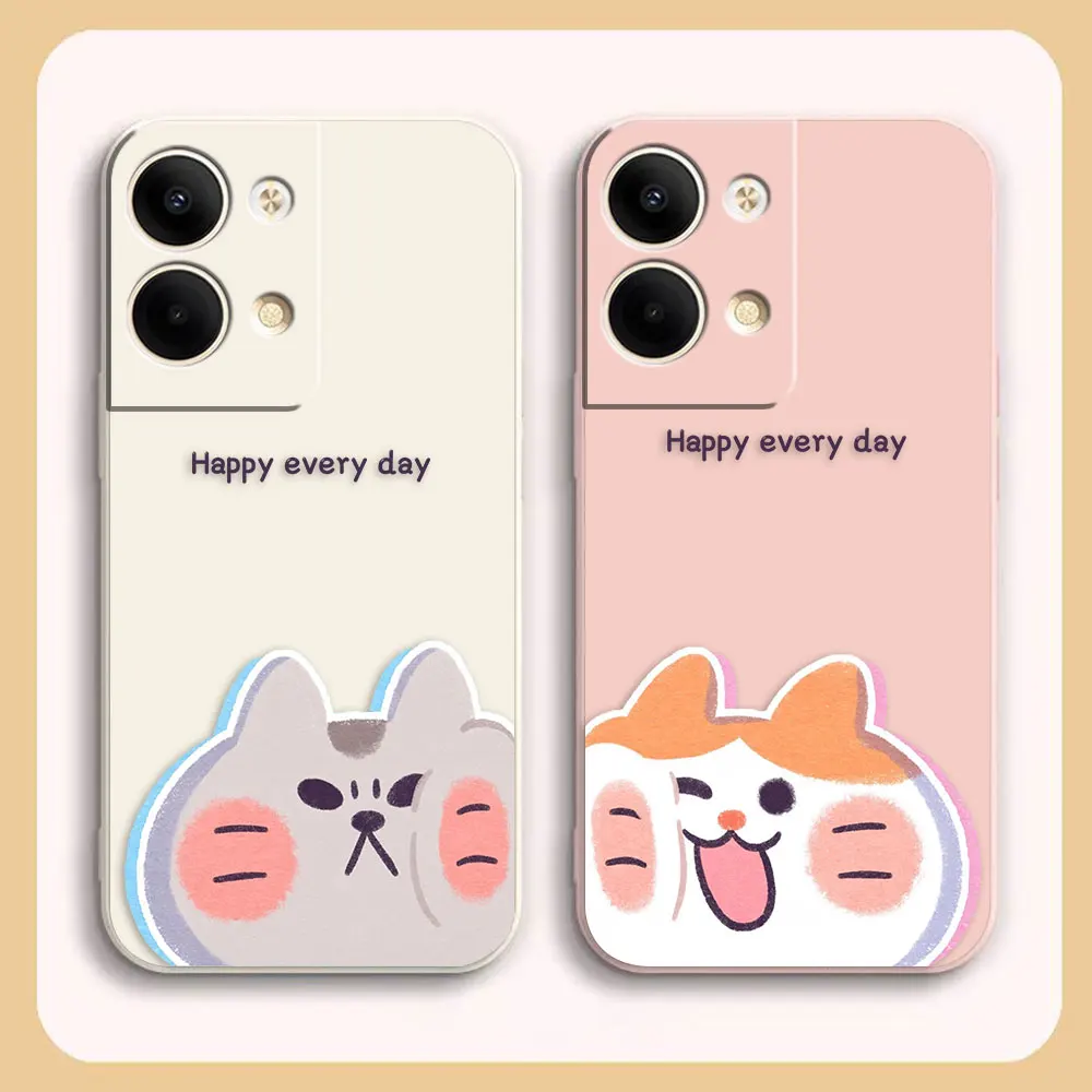 

Phone Case For OPPO RENO 8 7 9 6 7SE 5 4 4SE 4 3 4G 5G PRO PLUS Colour Case Cover Funda Cqoue Shell Capa Happy Cute Couple Cat