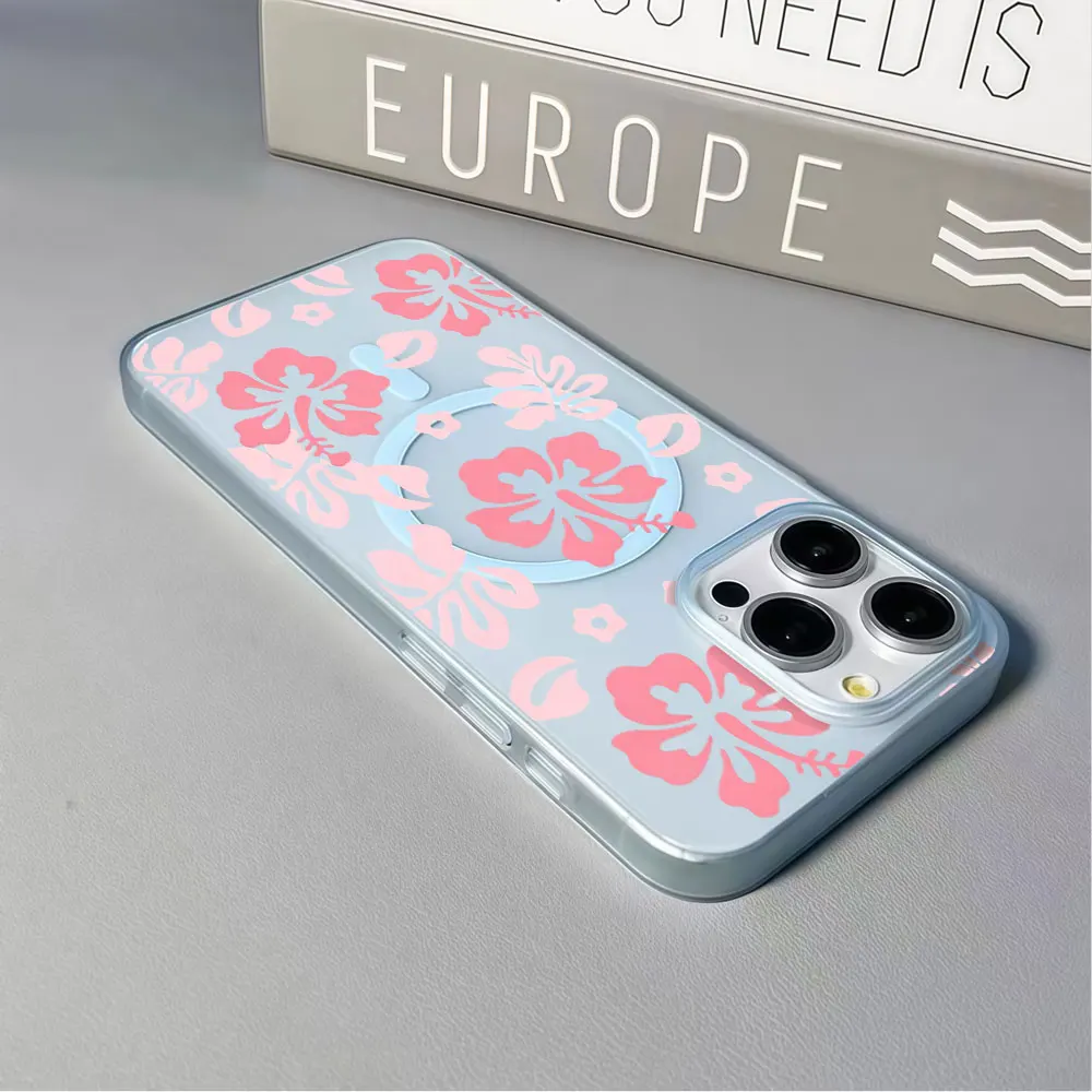 Фото Матовый магнитный чехол для телефона с розовыми цветами для Samsung Galaxy S26 S25 S24 S23 Plus FE Ultra A57 A37 A36 A35 A16 A56 A07 №3