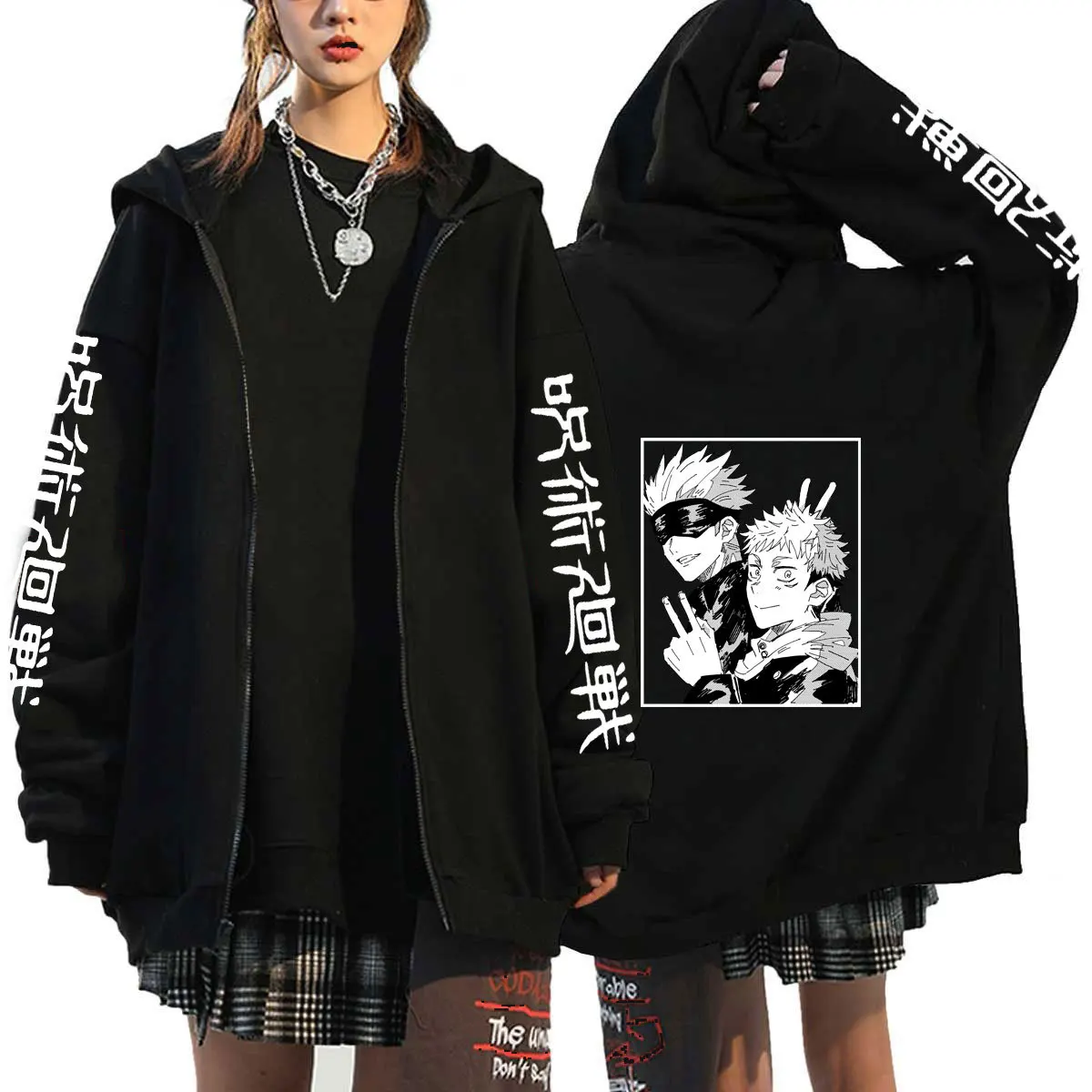 

Japanese Anime Mantra Back To War Jujutsu Kaisen Five Satoru Printed Hoodie Men And Women Autumn/winter Long-sleeved Sweatshirt