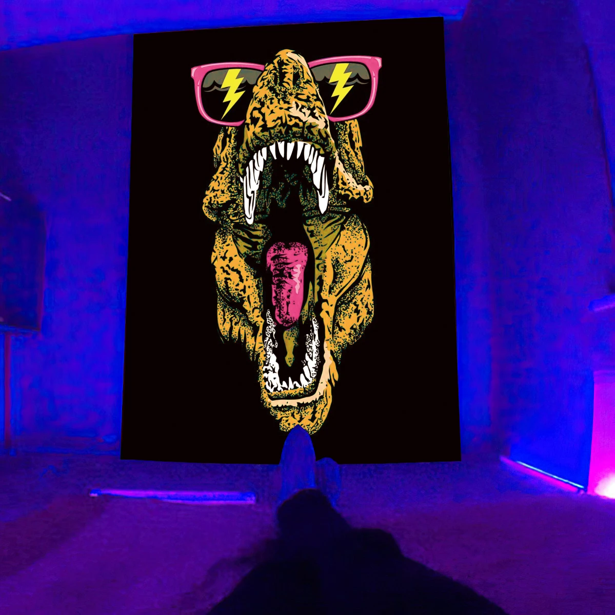 Черный цвет искусственный гобелен уф-реактивная психоделическая настенная