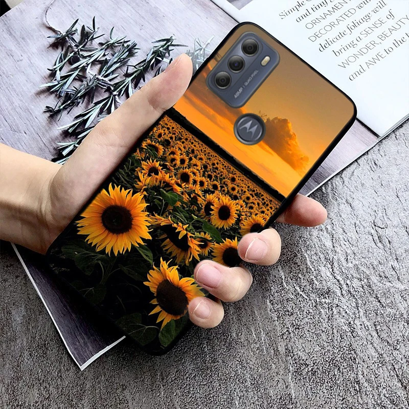Beautiful Flower sunflower Phone Case for Motorola Moto G9 Plus G7 G8 Play G7 Power G100 G20 G60 One Action Macro images - 6
