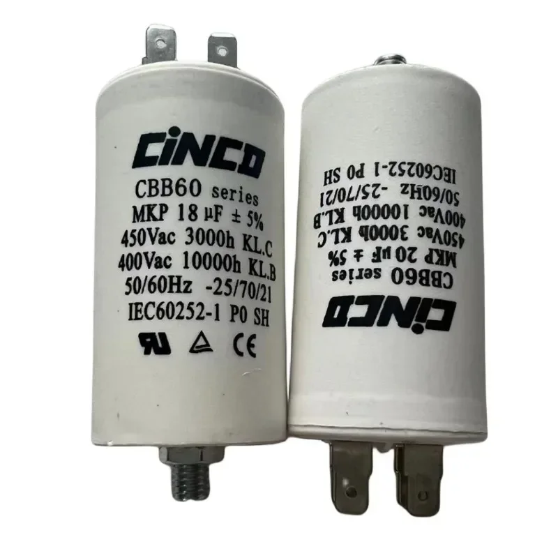 14-18uf 450V CBB60 конденсаторный двигатель с двойной вставкой, водяной насос, пусковой конденсатор, двигатель постоянного конденсатора 50 60 фотоэлементов, Микродетали