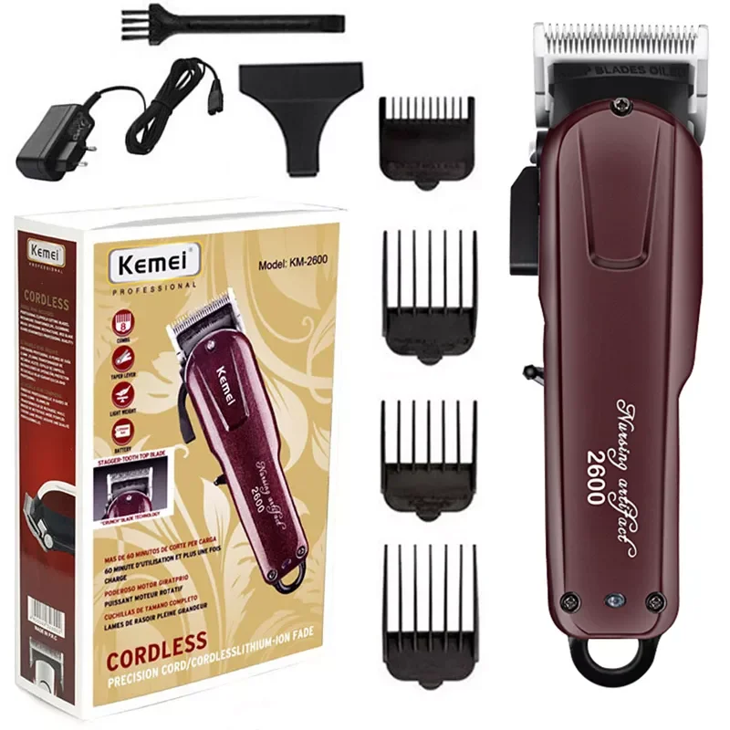 

Professional adjustable hair trimmer for men kemei 2600 barber hair clipper electric hair cutting machine salon rechargeable