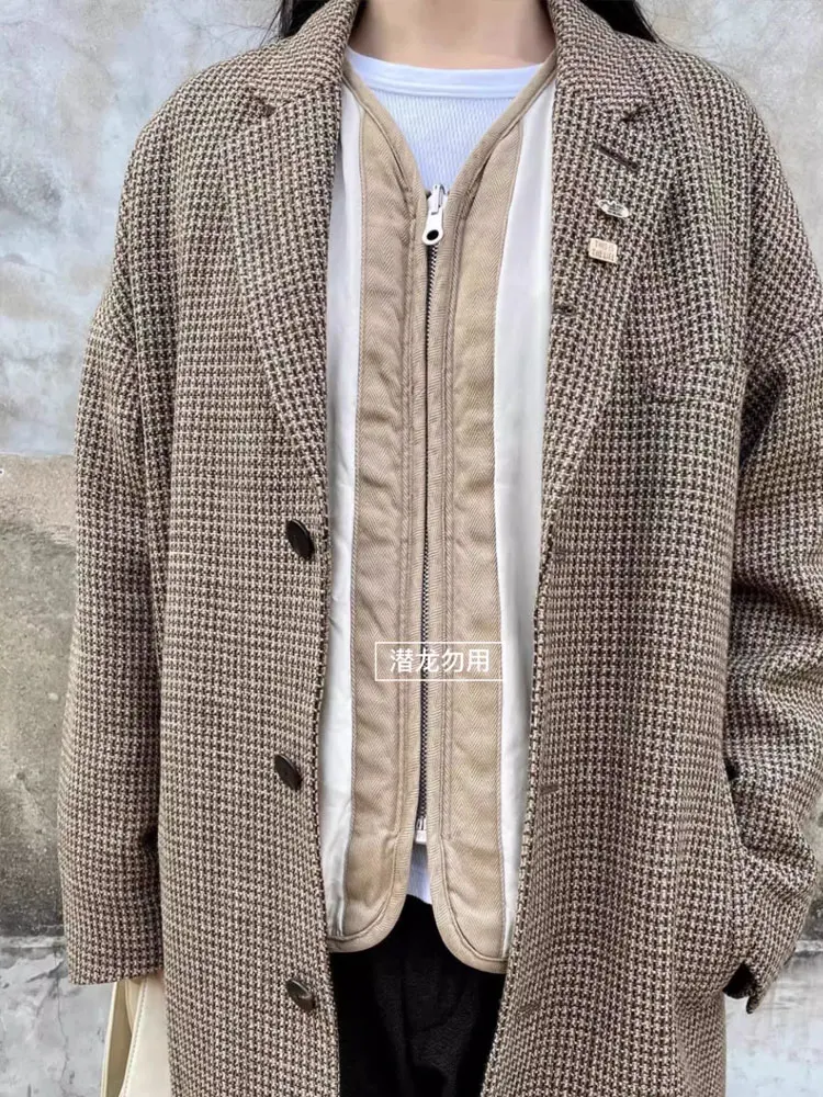 Женское твидовое пальто с рисунком гусиные лапки