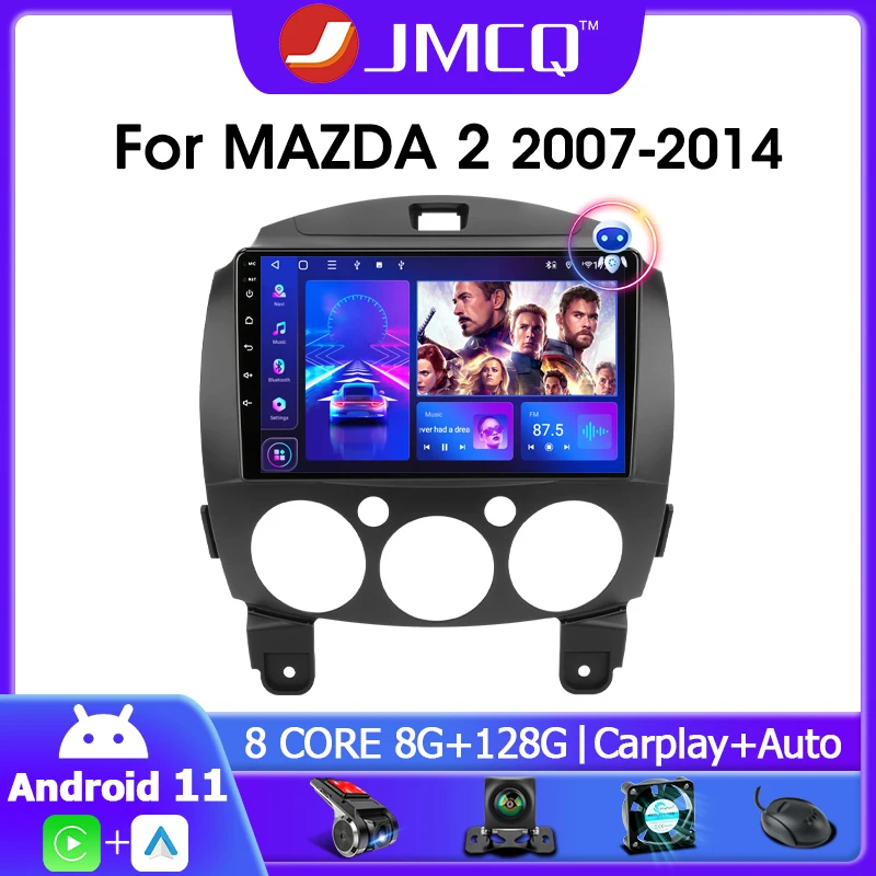 Автомагнитола JMCQ 2 Din Android 11 мультимедийный видеоплеер для MAZDA Mazda2 2007-2014