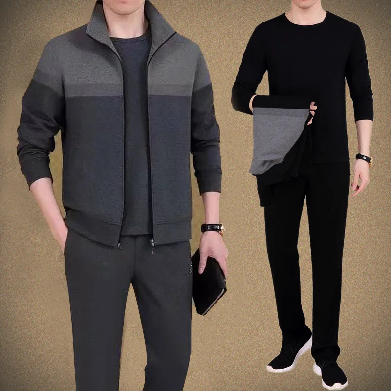 

Мужской спортивный костюм из 2 предметов, кофта для бега и спортивные штаны, Спортивная одежда на молнии, повседневная мужская спортивная од...