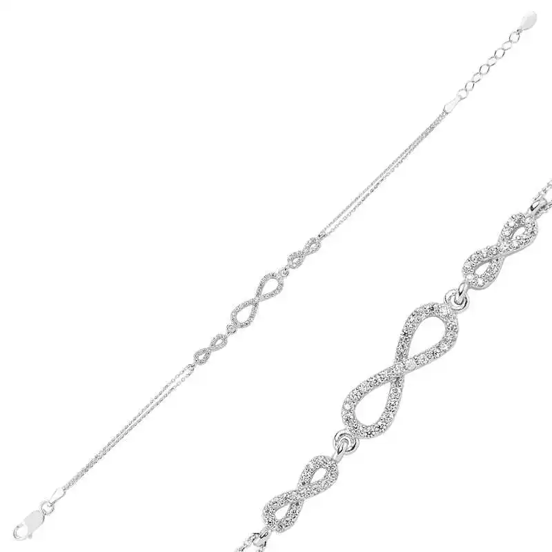 

Tevuli 925 Sterling Silver Three Infinity Ladies Bracelet