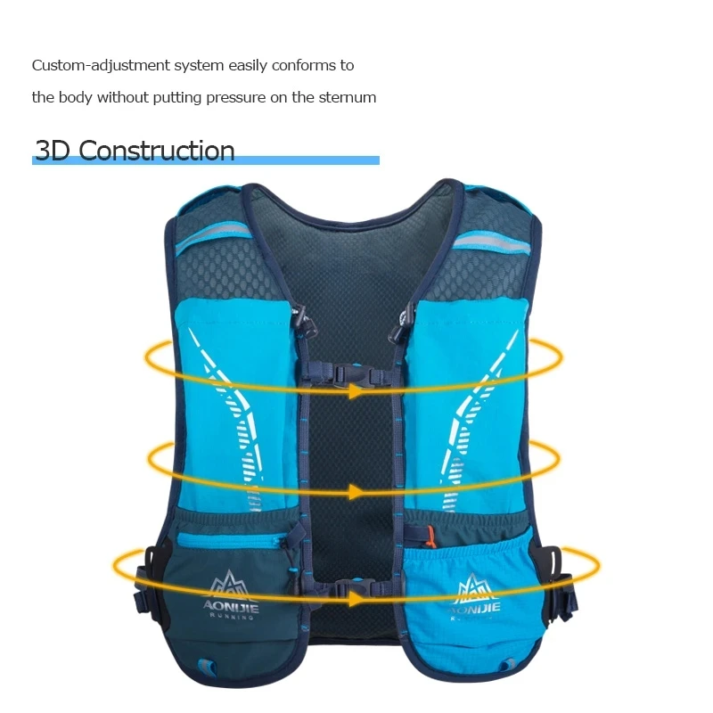 AONIJIE C9102S Ultra Vest 5L Hydration Backpack Pack Bag Soft Water Bladder Flask Set For Hiking Trail Running Marathon Race
