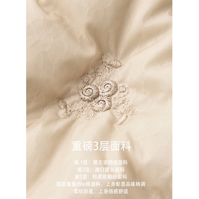 High-quality 90%  White Duck Down  Casaco Feminino Inverno 2022  Women Jacket  Luxury  Embroidery Thin Wide-waisted