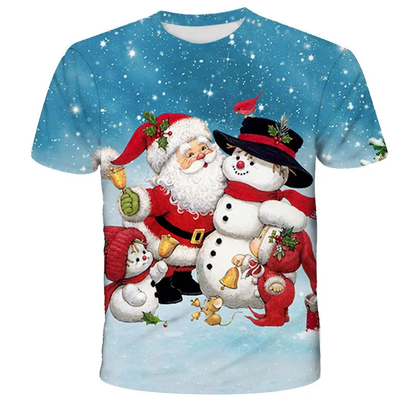 

Мужская одежда футболки с рождественским узором, мужские футболки с коротким рукавом и 3D рисунком Санта-Клауса