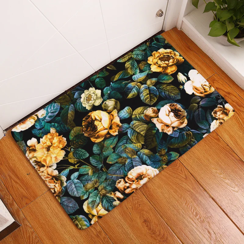 

40*60cm INS Style Flowers Anti-Slip Carpet Door Mats Doormats Outdoor Kitchen Bathroom Living Room Floor Mat Area Rug Tapis