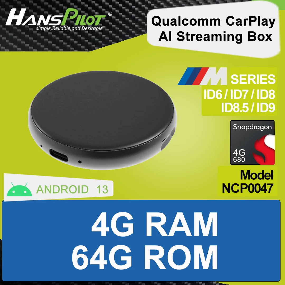

NCP0047 HansPilot CarPlay Ai TV Box для BMW Android 13, беспроводной CarPlay Android Auto, 4G LTE, потоковая коробка Wi-Fi
