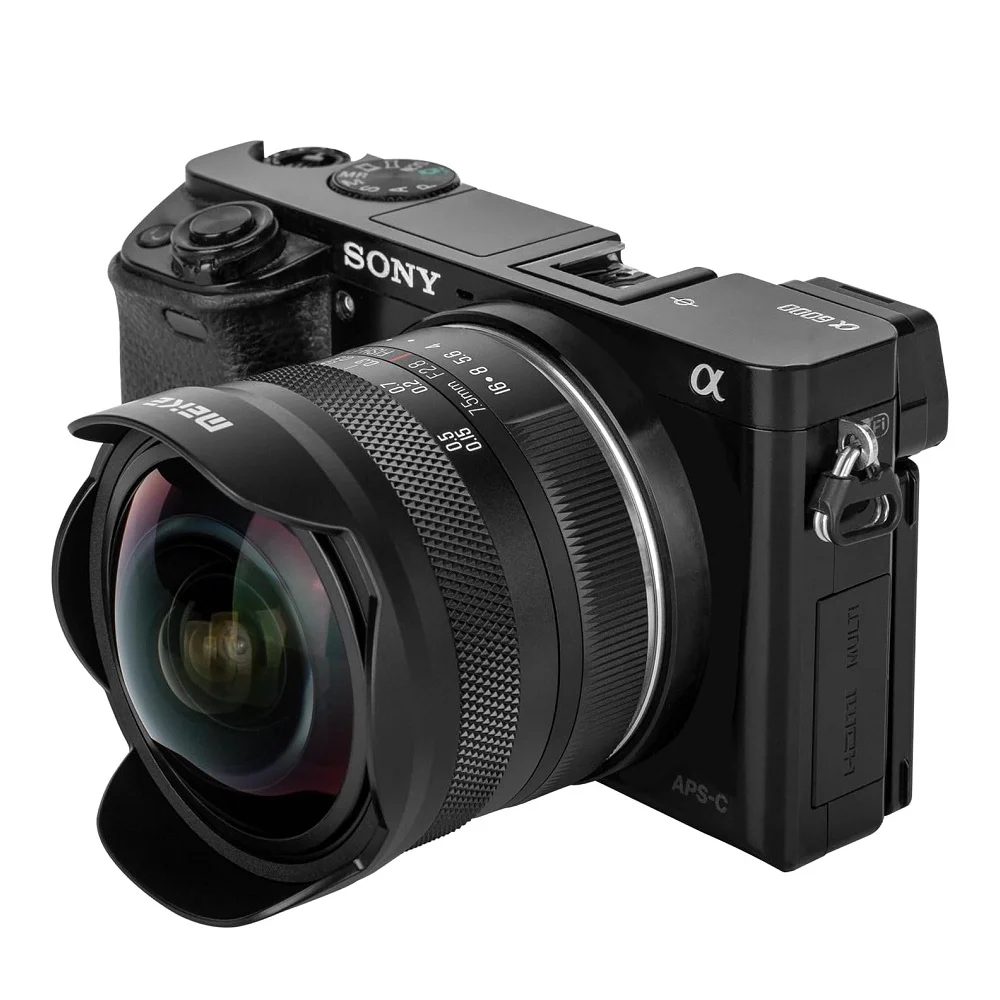 Ультраширокоугольный объектив Meike 7,5 мм F2.8 APS-C с ручным управлением «рыбий глаз» для Fujifilm X MountSony E Mount A6300 A7 A7SII A7SIII A9 A7C (art.: 3920cea7046ff) - 3920cea7046ff