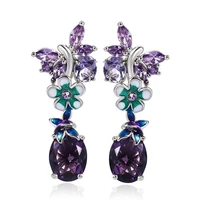 elegant purple butterfly flower earrings women elegant female accessories fine anniversary birthday gift for women girls