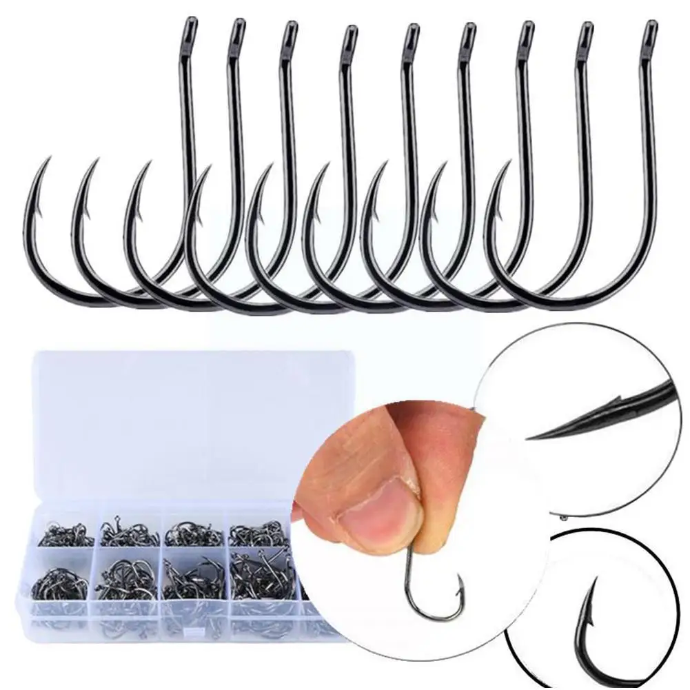 

Fishing Tackle Accessories 100pcs Boxed Fish Hook 3-12# With Hook And Hook Fishing Hole Barbed Combination R7p5
