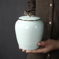 light blue porcelain porcelain tea tank large capacity sealed storage jar ceramic coffee candy tank storage jar home decoration